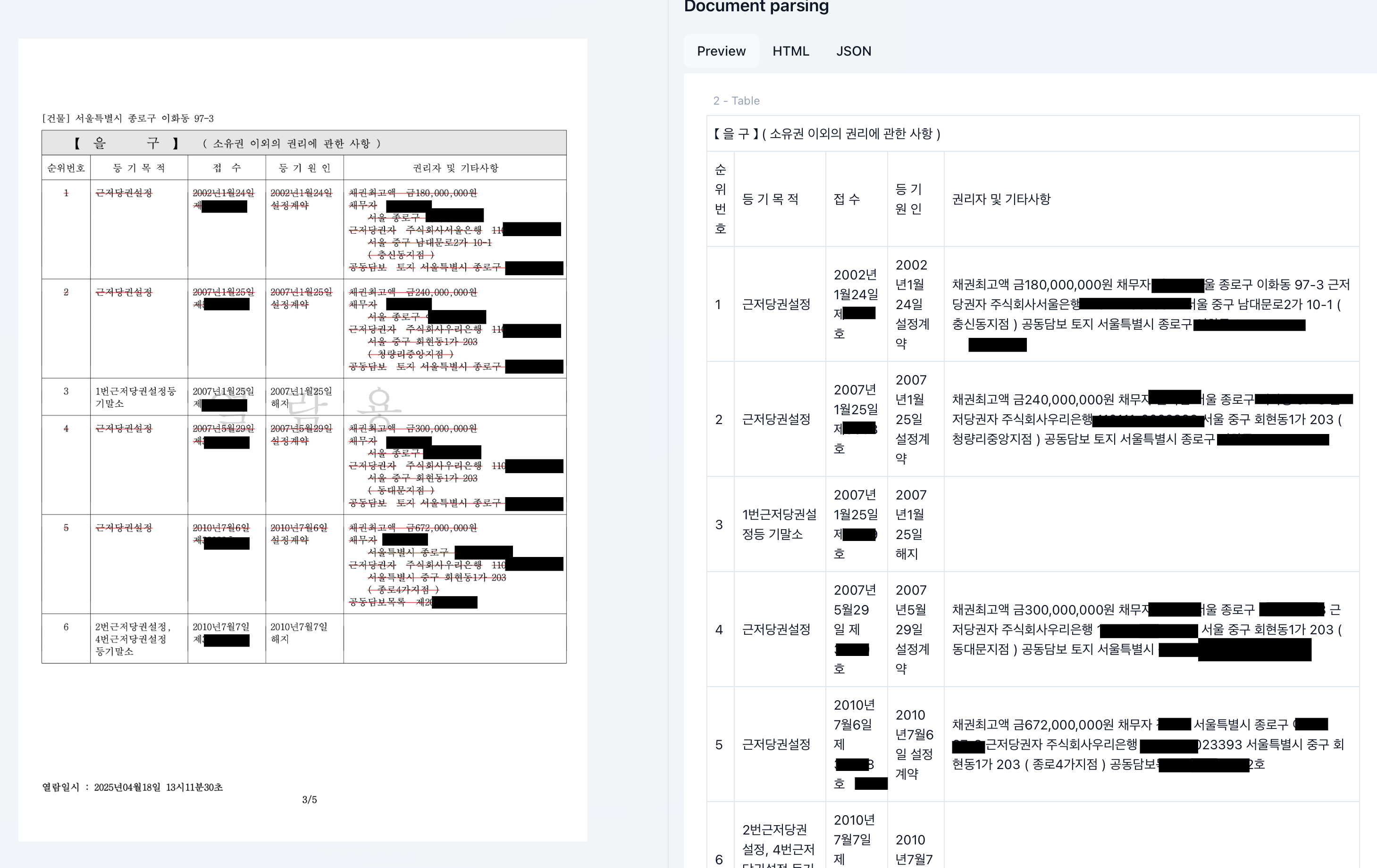 Upstage 등기부등본 결과 2
